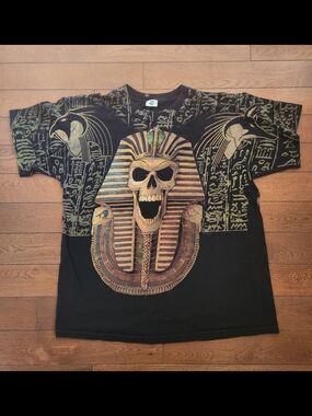Vintage Universal Studios Mummy Black Graphic Pharaoh T-Shirt - Medium/Large